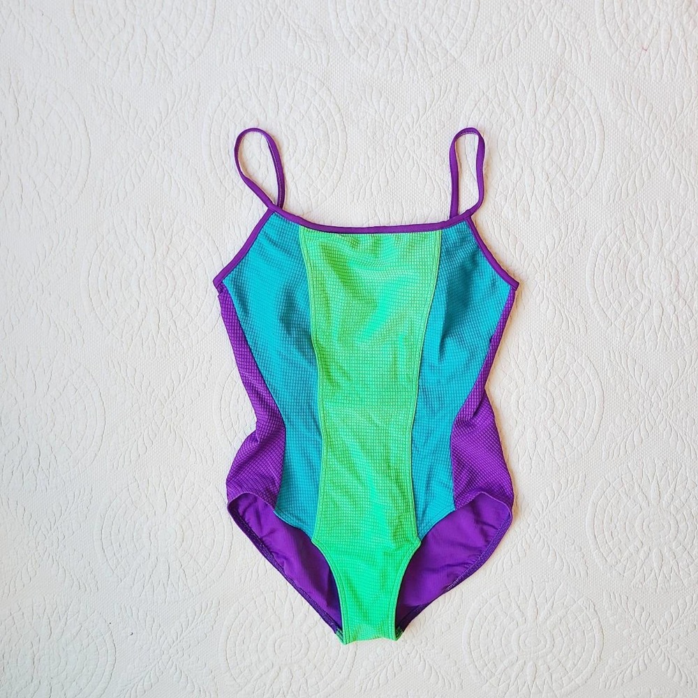 Vintage Neon 1990's One Piece Swimsuit Size 12